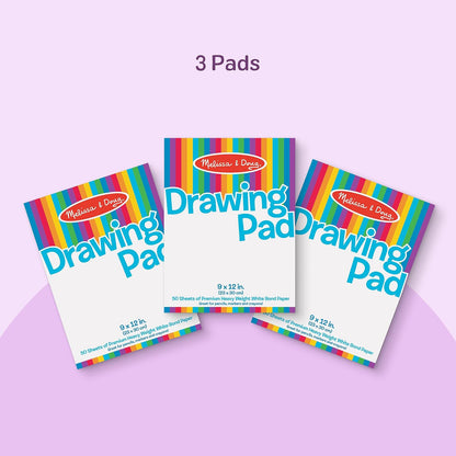 Melissa & Doug Bloc de Papel de Dibujo, 3-Pack de Blocs de Dibujar Grandes, las Hojas se Desprenden Fácilmente, 50 Páginas por Paquete - Certificados FSC