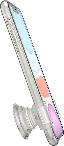 PopSockets Phone Grip Slide for Phones and Cases, Sliding Phone Grip with Expanding Kickstand, Square Edges - White and Clear
