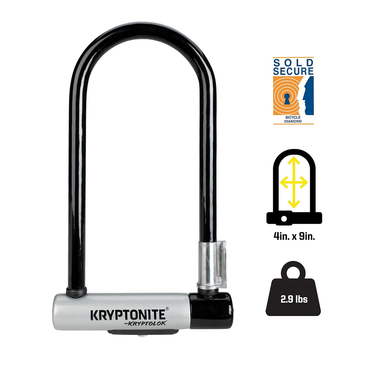 Kryptonite Evolution Mini-2 Candado en U para bicicleta con soporte Transit FlexFrame 4" x 9" (10.2 cm x 22.9 cm)