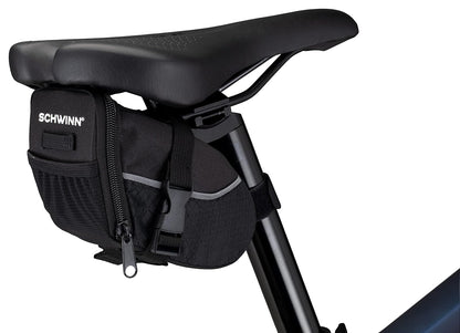 Schwinn - Paquete de asiento para , color negro, cierre de cierre de apertura ancha, fácil instalación, ribetes reflectantes, compatible con la mayoría de de adultos