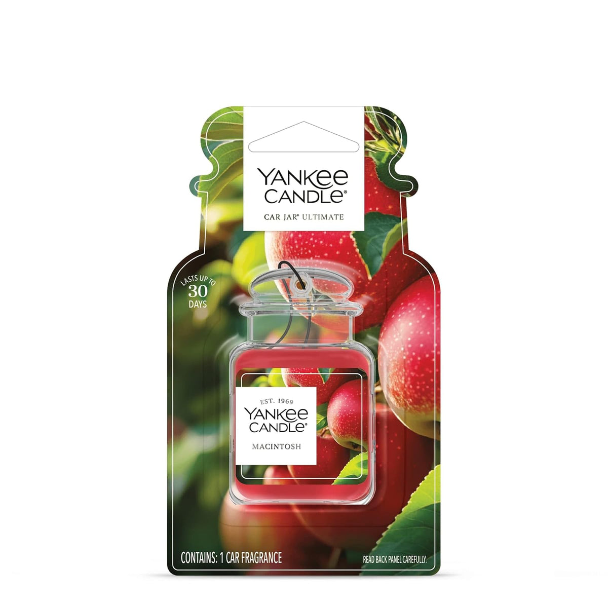 Yankee Candle Ambientadores para Automóvil, Tarro Colgante para Automóvil, con Aroma a Macintosh, neutraliza los olores hasta 30 días