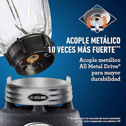 Oster Licuadora Clásica 1000 W 3 Velocidades con Vaso de Vidrio | Prepara sopas y recetas frías, cuchilla trituradora de hielo, acople metálico y motor reversible, palanca, BLSTBESTE-013