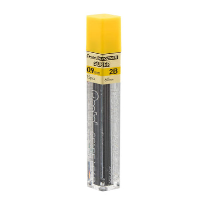 Pentel Super Hi-Polymer Lead Refill, 0.9mm Thick, 2B, 180 Pieces of Lead (50-9-2B)