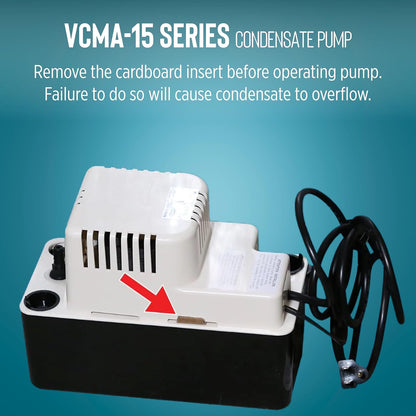 Little Giant VCMA-15UL Bomba automática de extracción de condensado de 115 voltios, 65 GPH, 1/50 HP para sistemas HVAC/refrigeración/deshumidificadores (sin interruptor de seguridad), cable de 6 pies