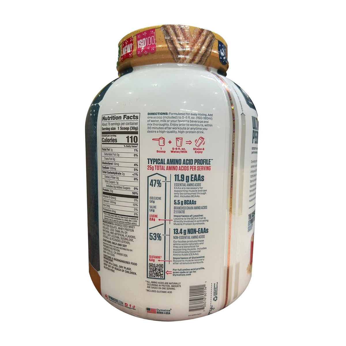 Dymatize ISO100 Proteína Aislada Hidrolizada de Suero, Cinnamon Churro, 5 libras, 25 gr proteína por porción, Sin Gluten