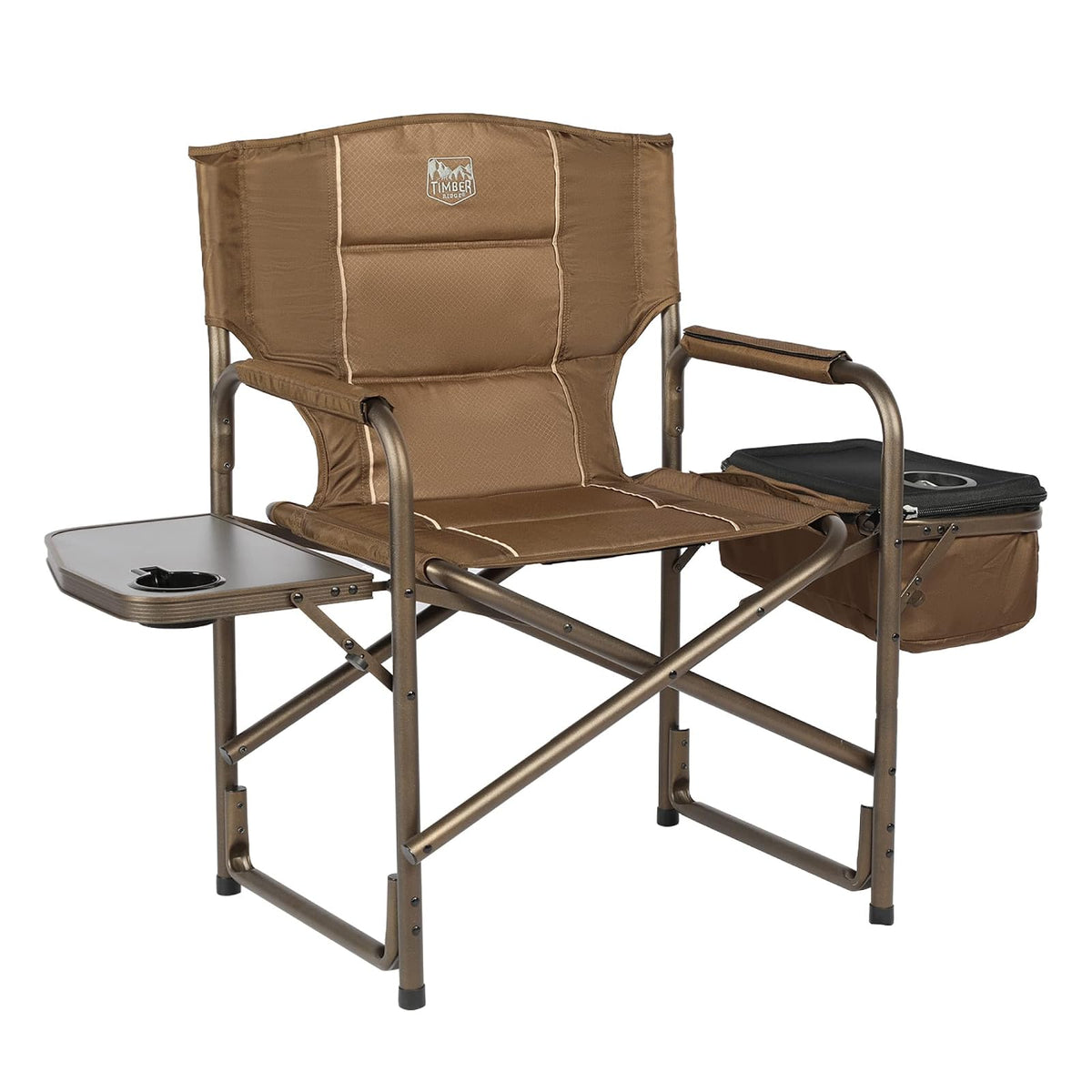 Timber Ridge - Silla Plegable de Camping con Bolsa refrigeradora, Silla de Director Plegable con Mesa Auxiliar para Adultos, sillas de Campamento para Exteriores, césped, Deportes, Pesca, soporta 300