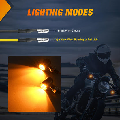 Nilight Luces Led Intermitentes Para Motocicleta Indicadora Delantera Amarillo Mini Compatible Harley