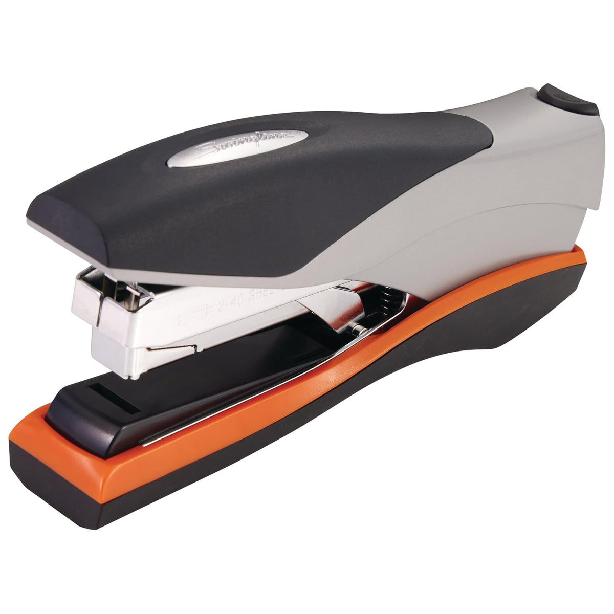 Grapadora Swingline, capacidad de 40 hojas, Optima 40, sin atascos, esfuerzo reducido, agarre suave, metal, naranja y gris (87845)