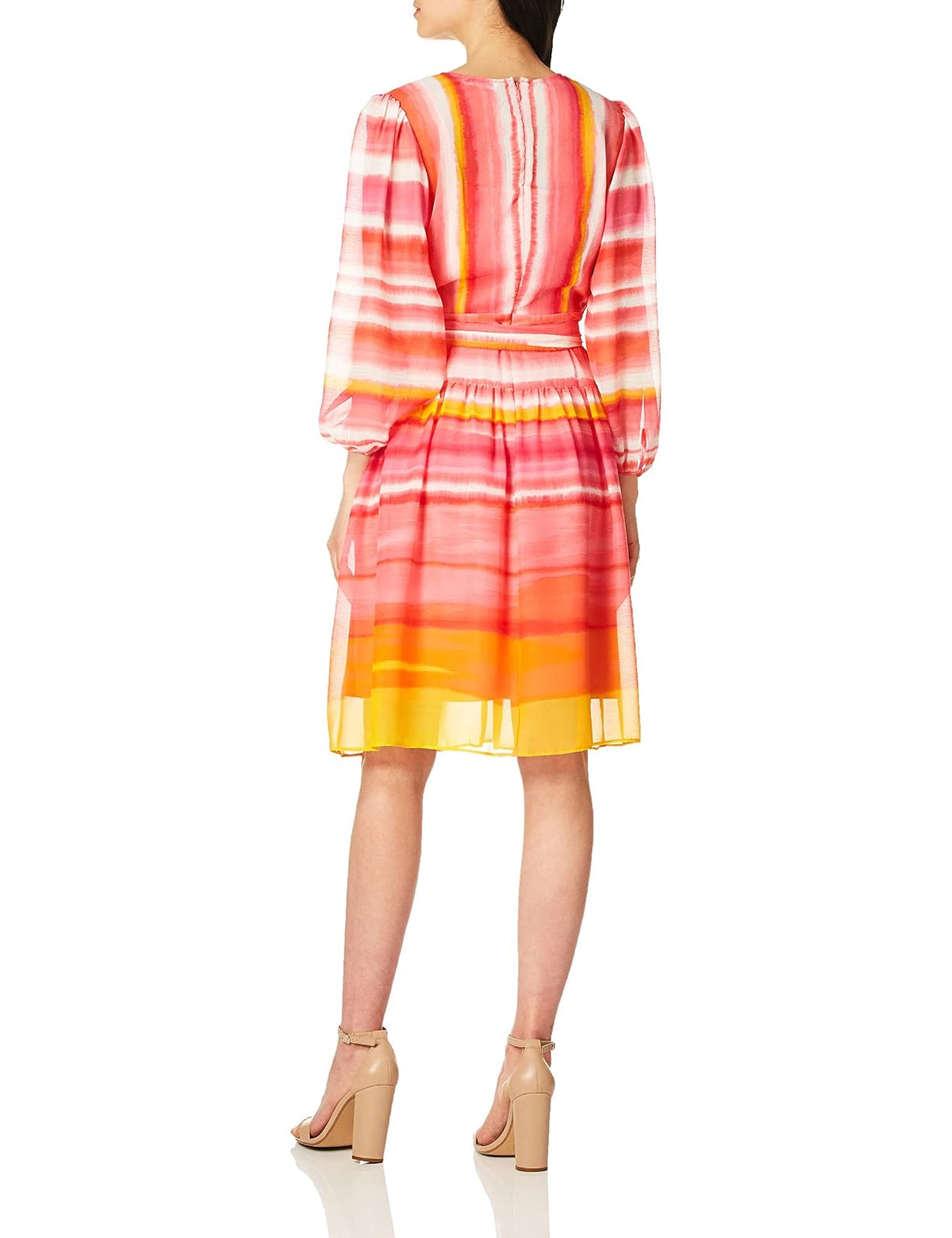 Calvin Klein Vestido de Manga Larga hasta la Rodilla con Envoltura de imitación Vestido para Mujer