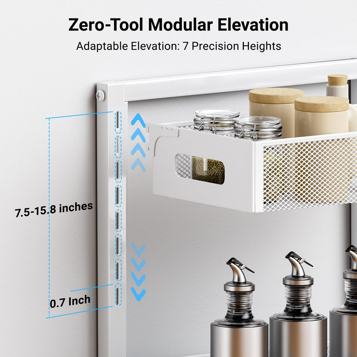 TISTAYA - Organizador extraíble para fregadero debajo de la cocina, organizador funcional de metal debajo del fregadero, organizador de fregadero debajo del baño, almacenamiento debajo del fregadero