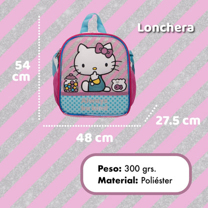 Ruz Lonchera Infantil y Preescolar | Hello Kitty | 100% Poliéster Capacidad 3 Litros | Bolso de Poliéster para Niños con Forro Interno y Cierre de Cremallera | Recomendado desde 3 años