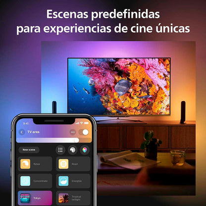 Philips Hue Barras Inteligentes Play Luz Multicolor LED - Paquete de 2 Compatible con Alexa