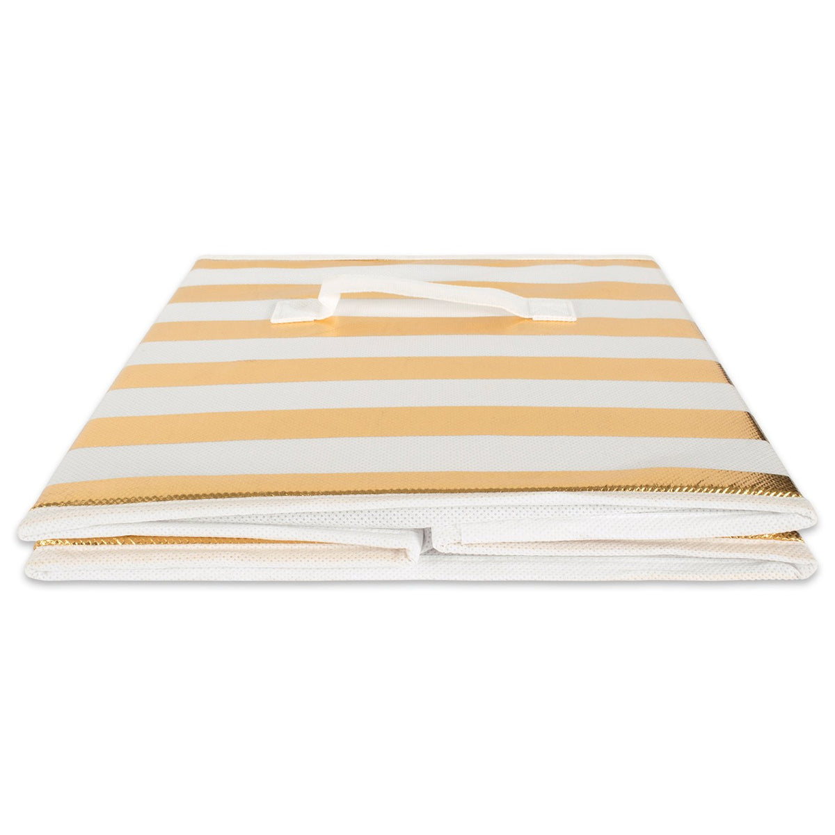 DII tela plegable cubeta de contenedores de almacenamiento para organizadores, Cubo grande - Juego de 2, Dorado (Stripe Gold), 1, 1
