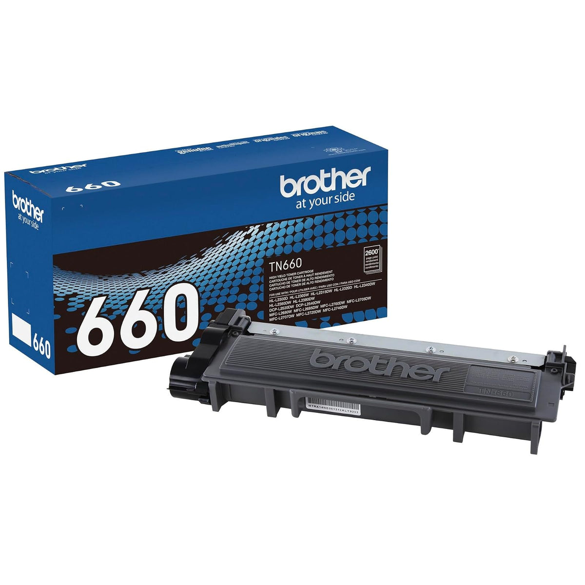 BROTHER - Cartucho de tóner original de alto rendimiento, TN660, tóner negro de repuesto, rendimiento de página de hasta 2600 páginas, cartucho de reabastecimiento Dash