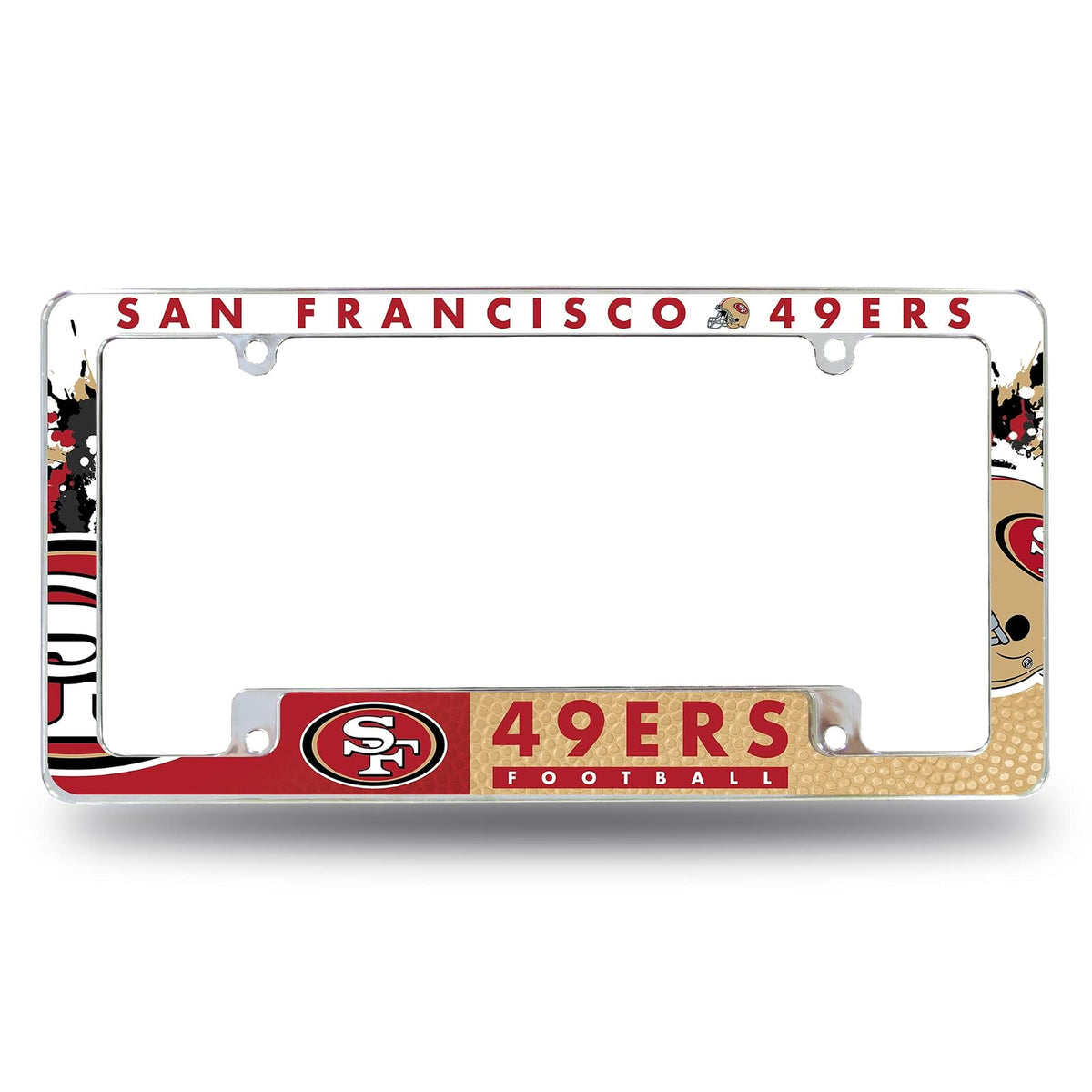 Rico Industries Marco de Placa Cromado con Licencia Oficial NFL - San Francisco 49ers - Primario