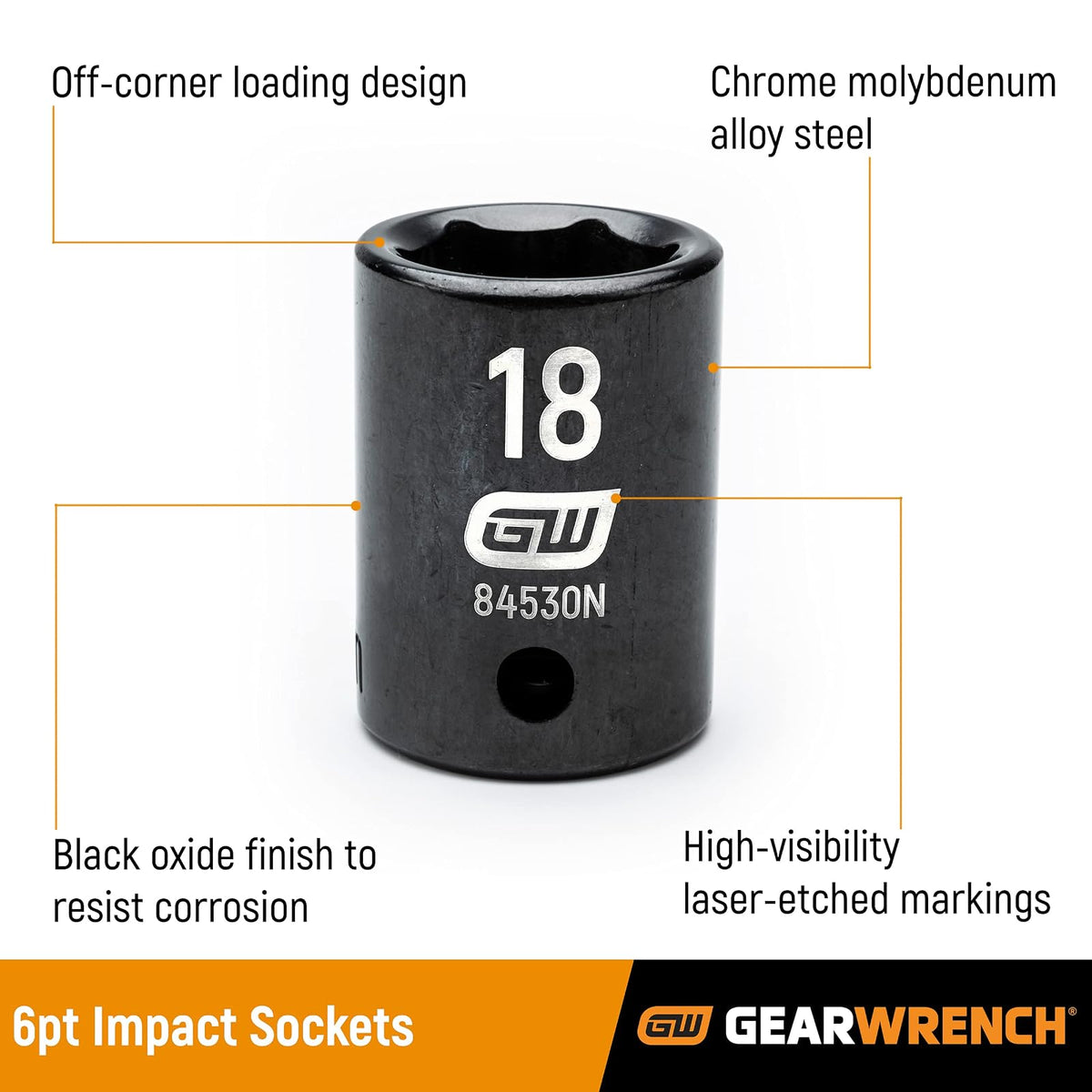 GEARWRENCH 84955N - Juego de llaves de impacto profundo de 1,27 cm, 14 unidades