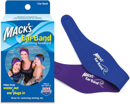 Mack's Diadema de natación – La Mejor Diadema de Nadador – Recomendado por médicos para Mantener el Agua Fuera y Mantener los Tapones para los oídos, Banda Oficial de natación de Estados Unidos