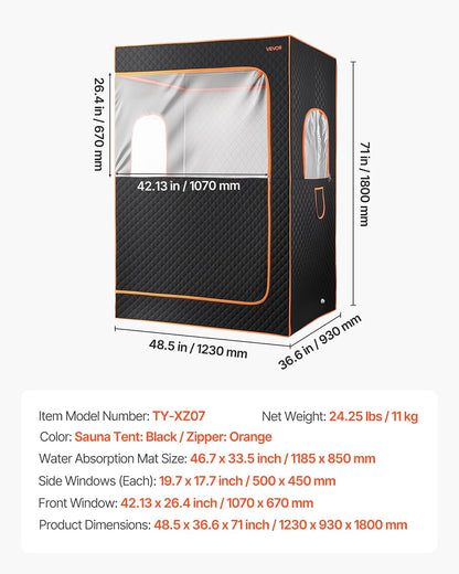 VEVOR Sauna de vapor portátil mejorada para el hogar, tienda de spa de cuerpo completo para 2 personas con vaporizador, 2 sillas plegables, control remoto y 2 cajas de aceites esenciales