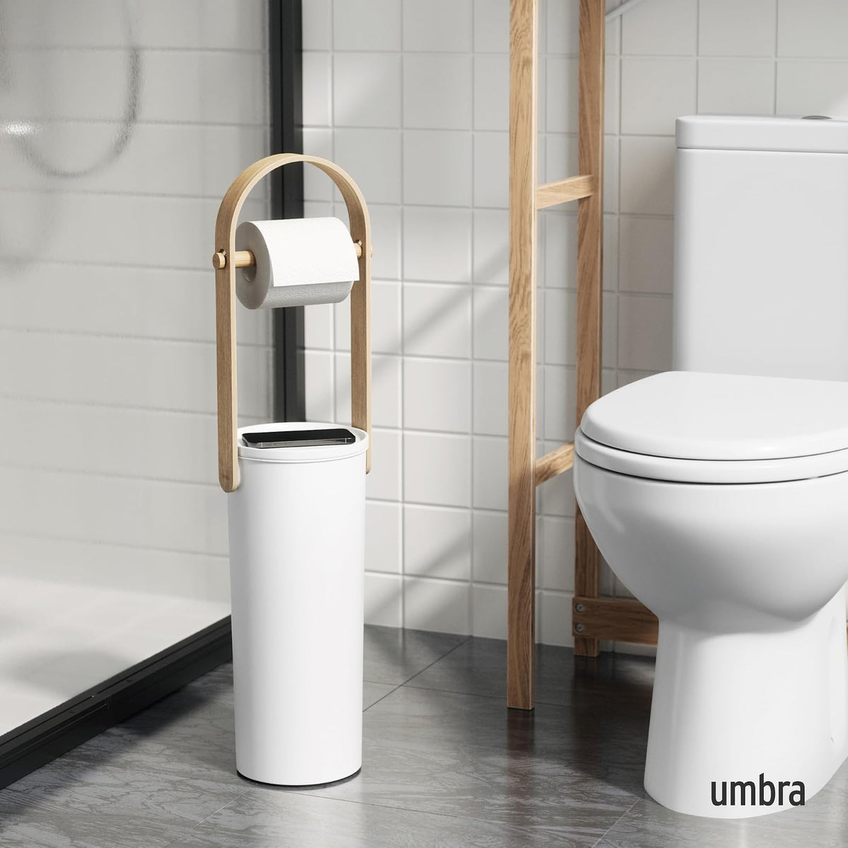 Umbra Bellwood Soporte de Papel higiénico con Compartimento de Almacenamiento para 3 Rollos