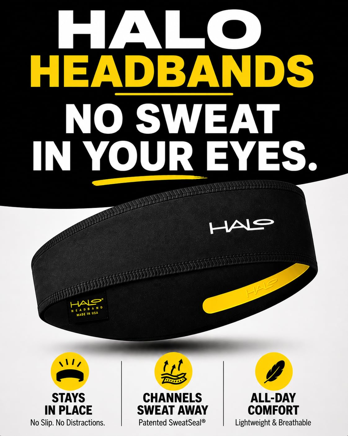 Halo II Sweatband Pullover Banda para la Cabeza, Negro, 1 Talla | Halo II - Diadema negra con bloque de sudor, absorbe la humedad, lavable a máquina