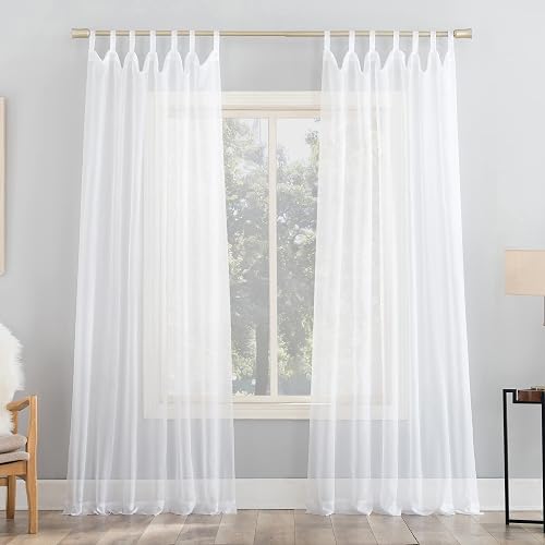 No. 918 Andorra Collection Panel de cortina transparente con flores aplastadas, Blanco, 59" x 95", 1, 1