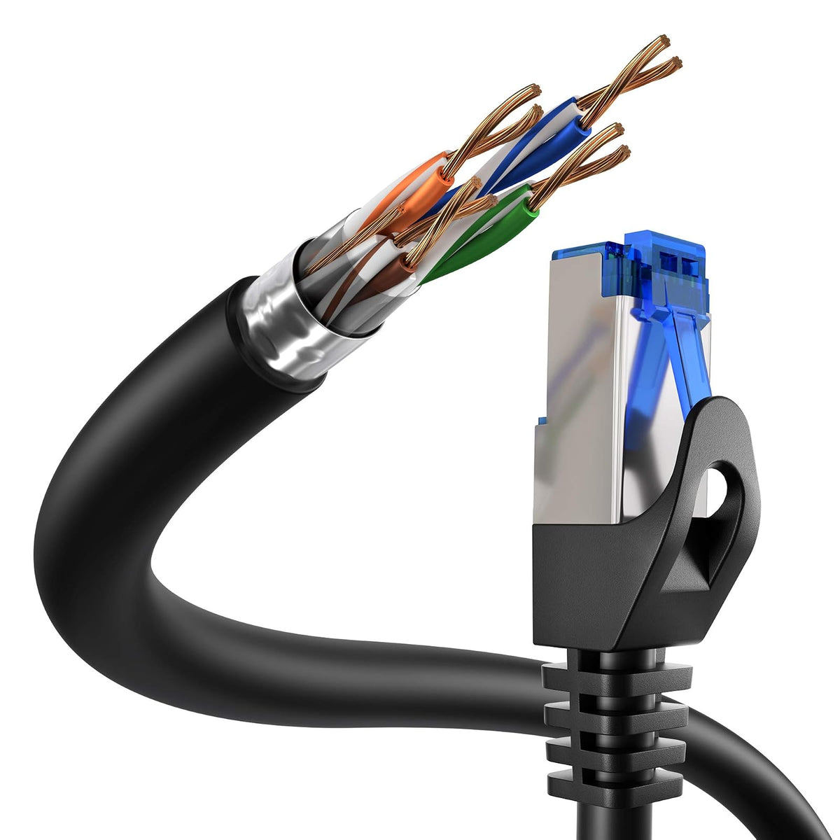 KabelDirekt – Cable Ethernet 10Gbit/s – 5x 25ft/7.5m, plateado | Transmite la velocidad máxima de fibra óptica, para redes Gigabit, switches/routers/modems/plata