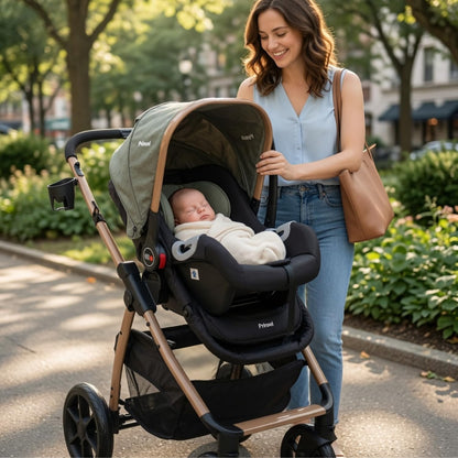 PRINSEL | Carriola y Autoasiento para Bebé | Carreola y Sistemas de Viaje/Paseo | Prima LX | Verde | De 0 Meses a 3 Años, Hasta 18 kg, Asiento Reversible, Con Portabebé, Respaldo Ajustable | Artículos para Bebés - Recién Nacido