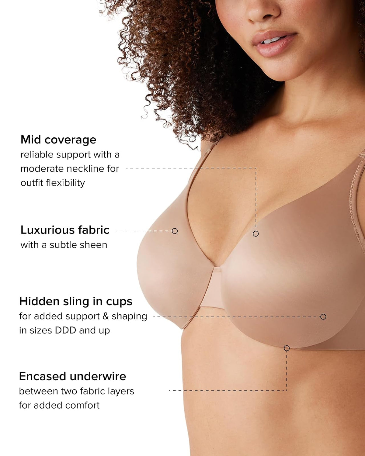 Wacoal Brasier con Aros Inner Sheen Sujetador de Cobertura Completa para Mujer