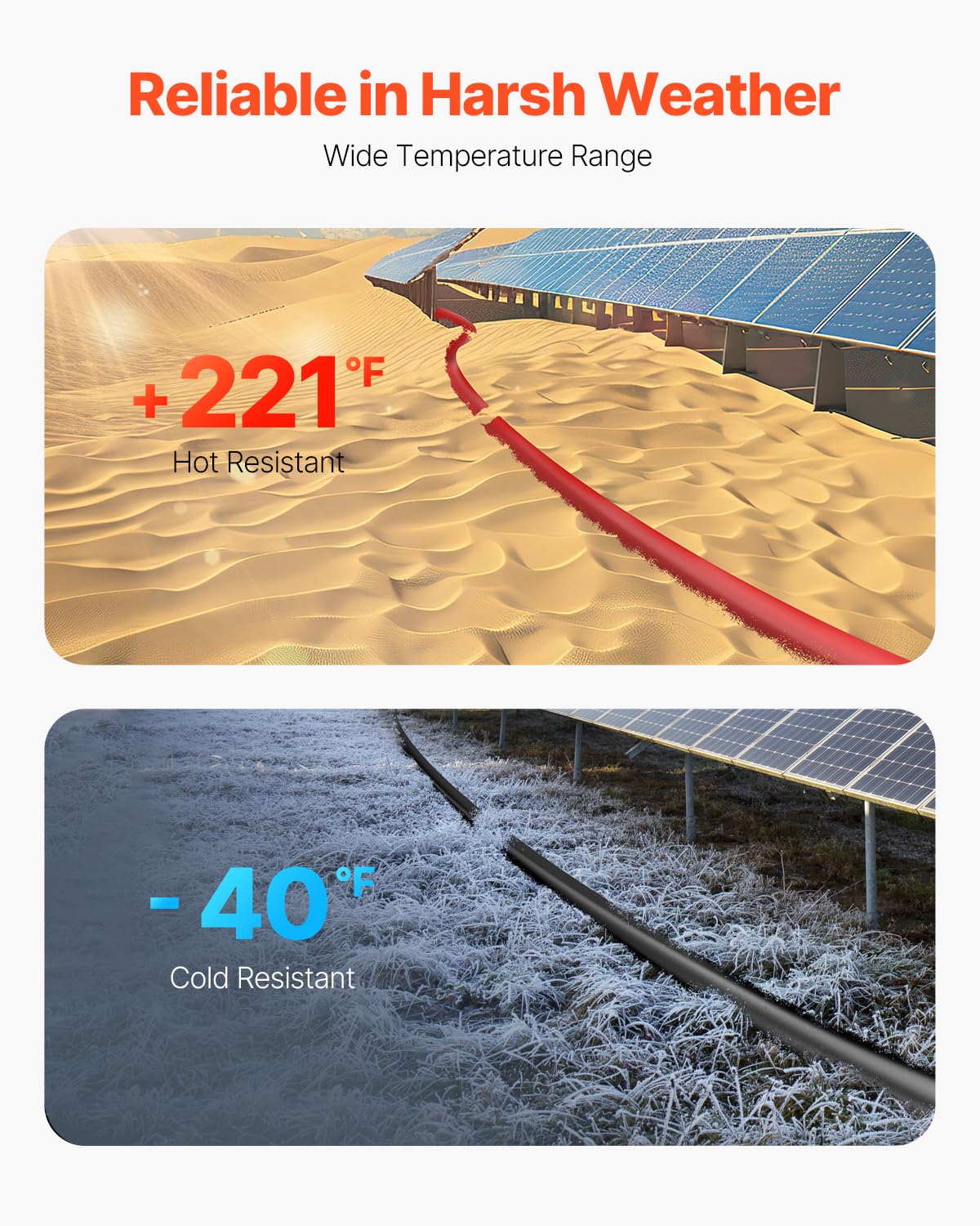 VEVOR - Cable de extensión de panel solar de 100 pies, cable de extensión solar de 10 AWG con conectores impermeables hembra y macho, cable fotovoltaico de 6 mm² para paneles solares del hogar, barco