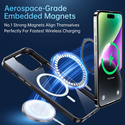 JUESHITUO Magnetic Slim Clear Case para iPhone 14 Pro MAX [no Amarillento] [Protección de Grado Militar] [No.1 imanes Fuertes] Compatible con iPhone 14 Pro MAX Protective Case 2022, Space Black