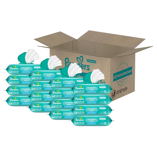 Pampers Complete Clean Scented Baby Wipes, 16 Pop-Top and Refill Combo Packs, 1152 Count