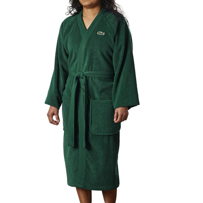 Lacoste - Bata de baño clásica de piqué 100% algodón suave, bata de baño unisex para adultos, absorbente y de secado rápido, talla única
