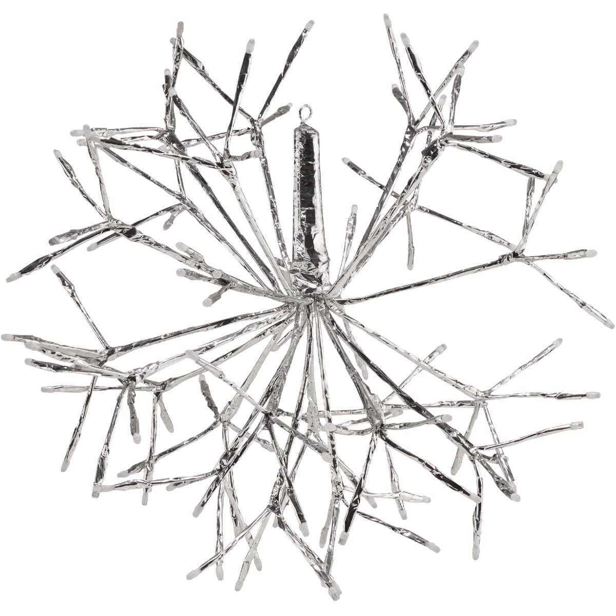 Alpine Corporation 16" H Indoor Holiday 3D Snowflake Hanging Ornament with LED Lights, Silver