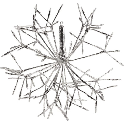 Alpine Corporation 16" H Indoor Holiday 3D Snowflake Hanging Ornament with LED Lights, Silver