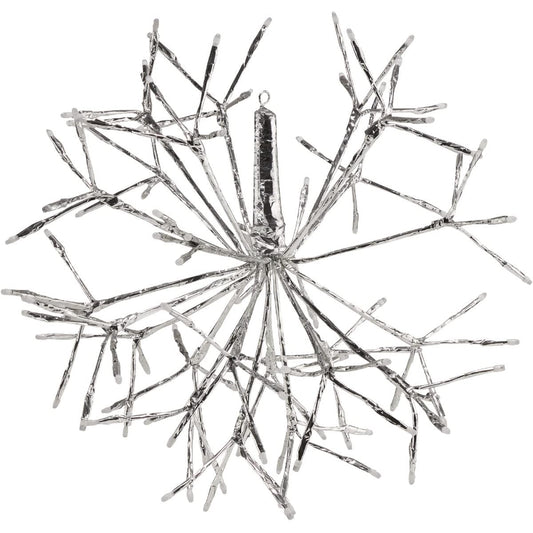 Alpine Corporation 16" H Indoor Holiday 3D Snowflake Hanging Ornament with LED Lights, Silver