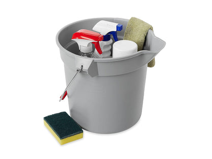 Rubbermaid Commercial FG296300GRAY Brute HDPE Heavy-Duty Bucket, 10-quart, Gray