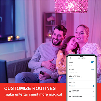 Element Color Plus by Sengled - Kit de iniciación (2 bombillas A19 + casquillo) 16 millones de colores/blanco (2000-6500 K), LED inteligente, funciona con Alexa & Google Assistant, 2 Pa