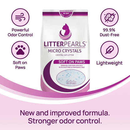 Litter Pearls Arena para gatos con microcristales, 10 libras, transparente con azul (10610)