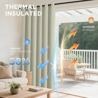 Joydeco Cortinas Opacas Beige Claro 42 x 72 Pulgadas 2 Paneles
