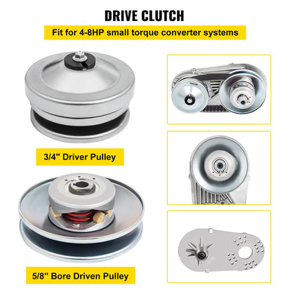 VEVOR Embrague de Transmisión Motor de 2 a 8 HP Embrague de Transmisión de Alta Resistencia 2000 RPM con Ruedas de Diseño Asimétrico y Correa de Goma Embrague Resistente y Duradero para Varios Motores
