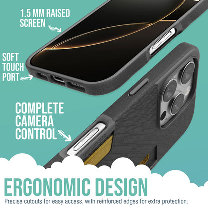 Smartish® - Funda Tipo portafolios para iPhone 16 Pro MAX – Wallet Slayer Vol 2 [Slim + Protective] - Soporte para Tarjetas de crédito con Soporte – Funda Oculta para Apple iPhone 16 Pro MAX – Black