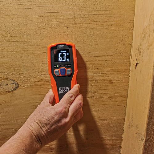 KLEIN TOOLS ET140 | Medidor De Humedad | Hasta 3/4 Pulgadas | Madera Y Yeso | Detecta humedad hasta 3/4 pulgadas de profundidad en madera, yeso y mampostería para revisar áreas con mayor precisión.