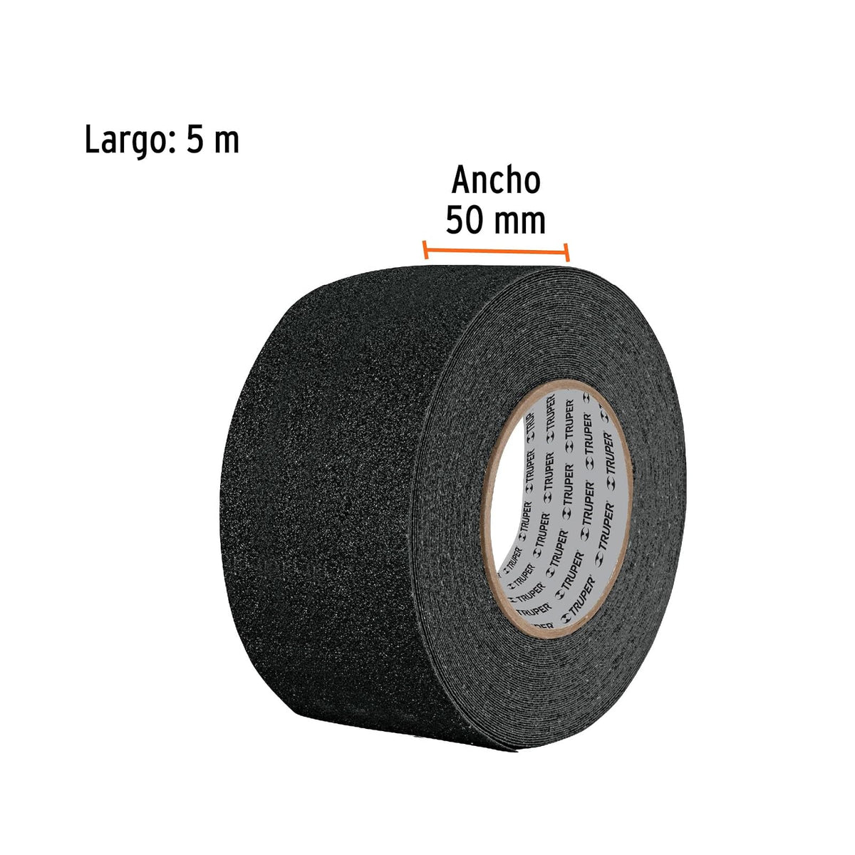 Truper CIA-25N, Cinta antiderrapante con abrasivo, rollo, 50 mm, negra