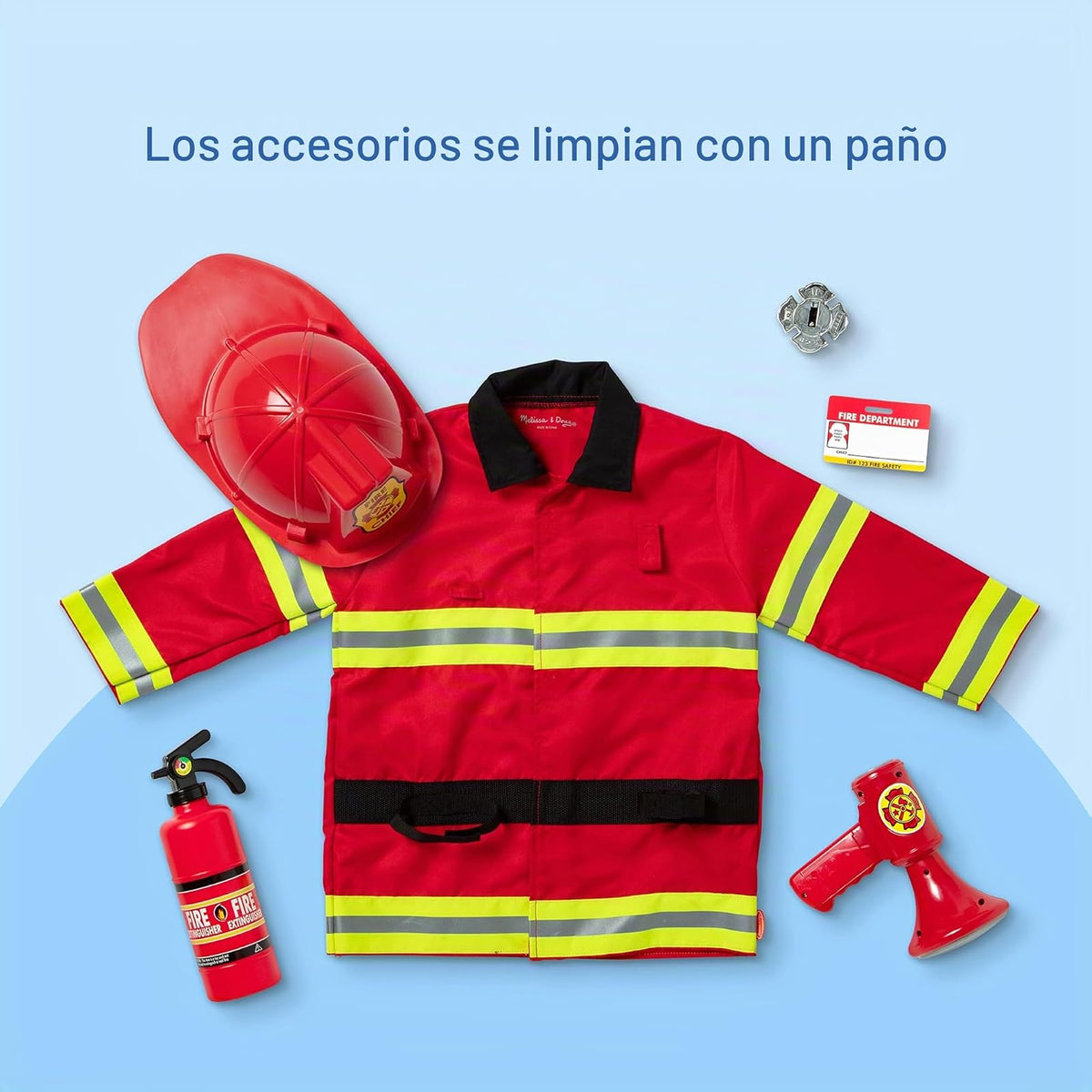 Melissa & Doug Disfraz de Bombero para Juego Imaginativo, Juego de Simulación (6 Piezas, 3-6 Años)