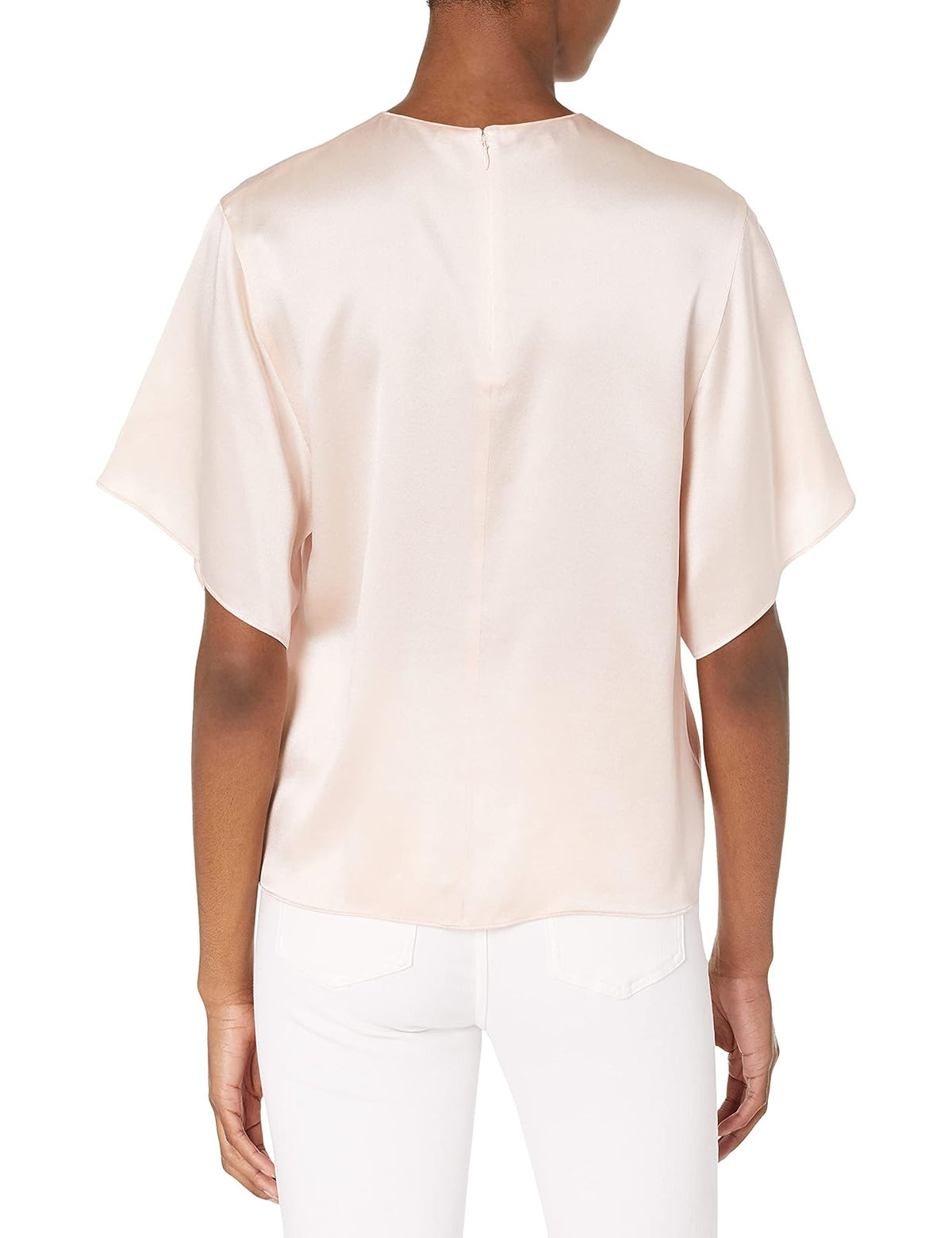 Vince Blusa de Manga Corta de satén con Mangas voladas Camisa para Mujer