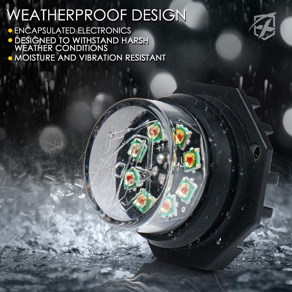 Xprite - Kit de luces LED estroboscópicas escondidas de emergencia, advertencia de peligro, luz intermitente para rejilla, faros traseros, montaje en superficie, vehículos de construcción, camiones,