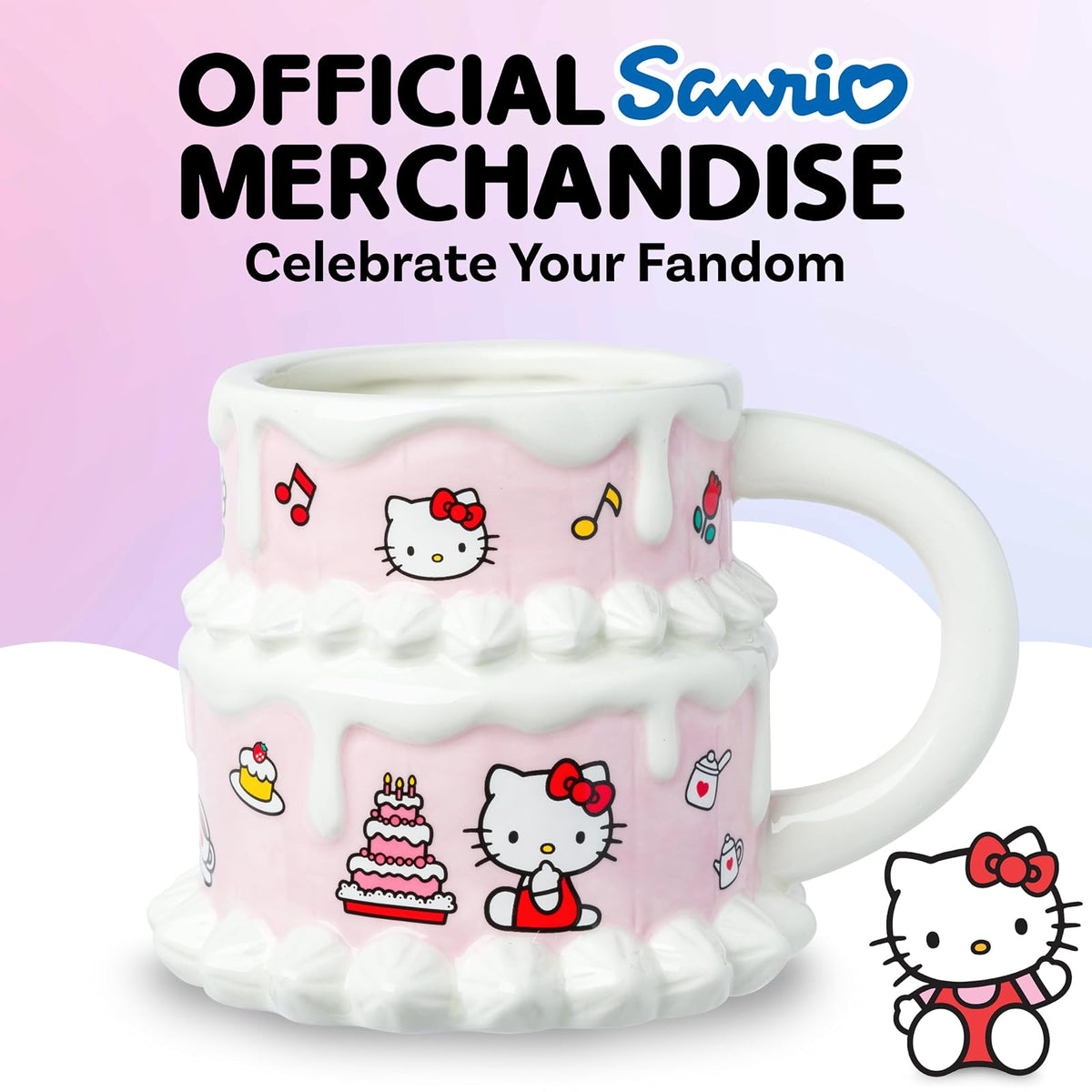 Taza esculpida 3D de cerámica con diseño de Hello Kitty de Silver Buffalo | Cerámica, 0,65 litros