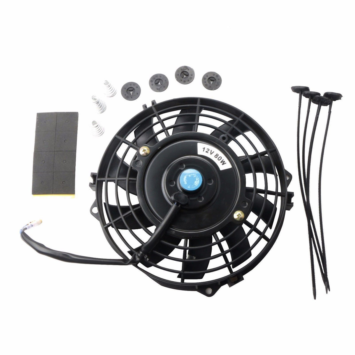 MOSTPLUS - Radiador eléctrico universal para ventilador delgado, 12 V + kit de montaje (7 pulgadas)