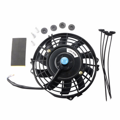 MOSTPLUS - Radiador eléctrico universal para ventilador delgado, 12 V + kit de montaje (7 pulgadas)