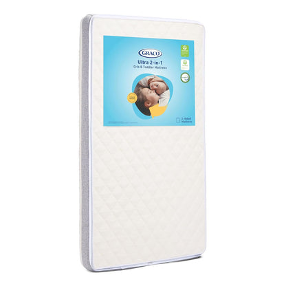 Graco Colchón Ultra 2 en 1 de Doble Cara para Cuna y niños pequeños, Certificado GREENGUARD Gold, Ultra Suave, Lavable a máquina, Resistente al Agua, colchón de Doble Cara para bebés y niños pequeños